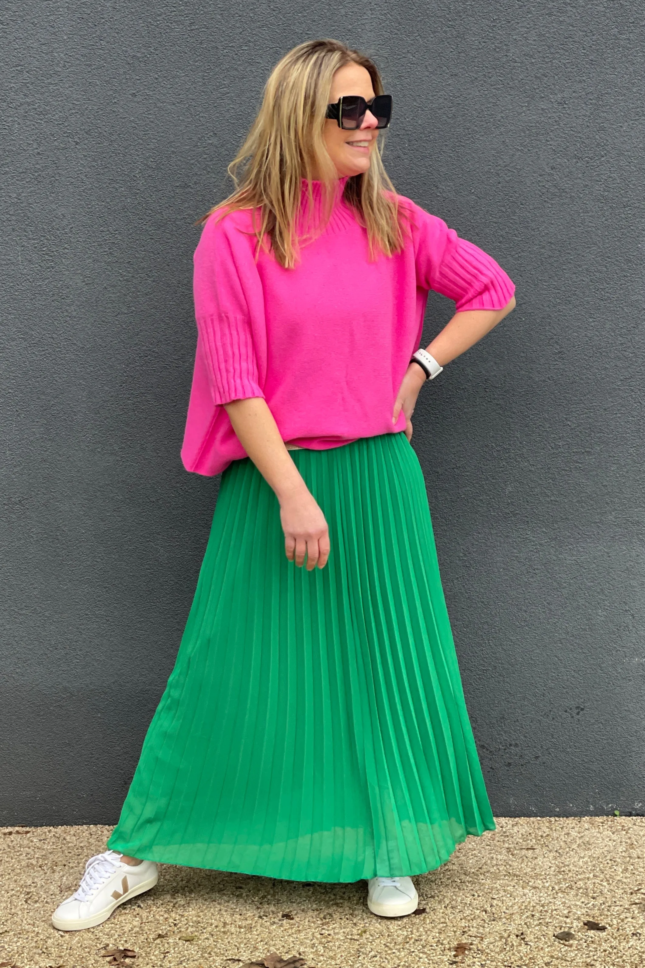 Pleated Maxi Skirt | Emerald Green