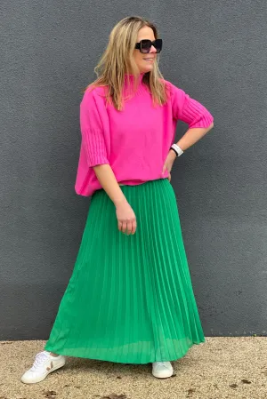 Pleated Maxi Skirt | Emerald Green