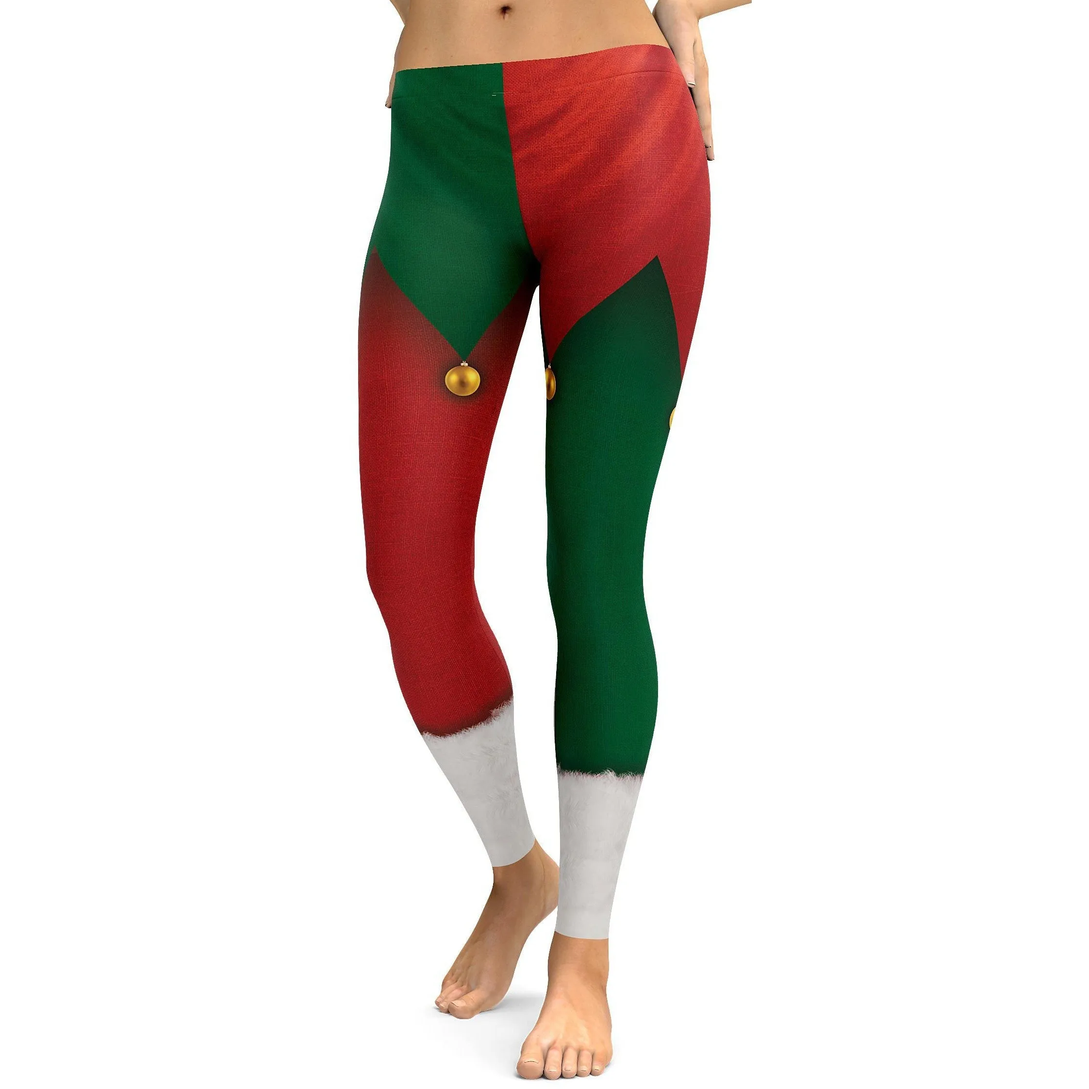 Red & Green Elf Pants Leggings