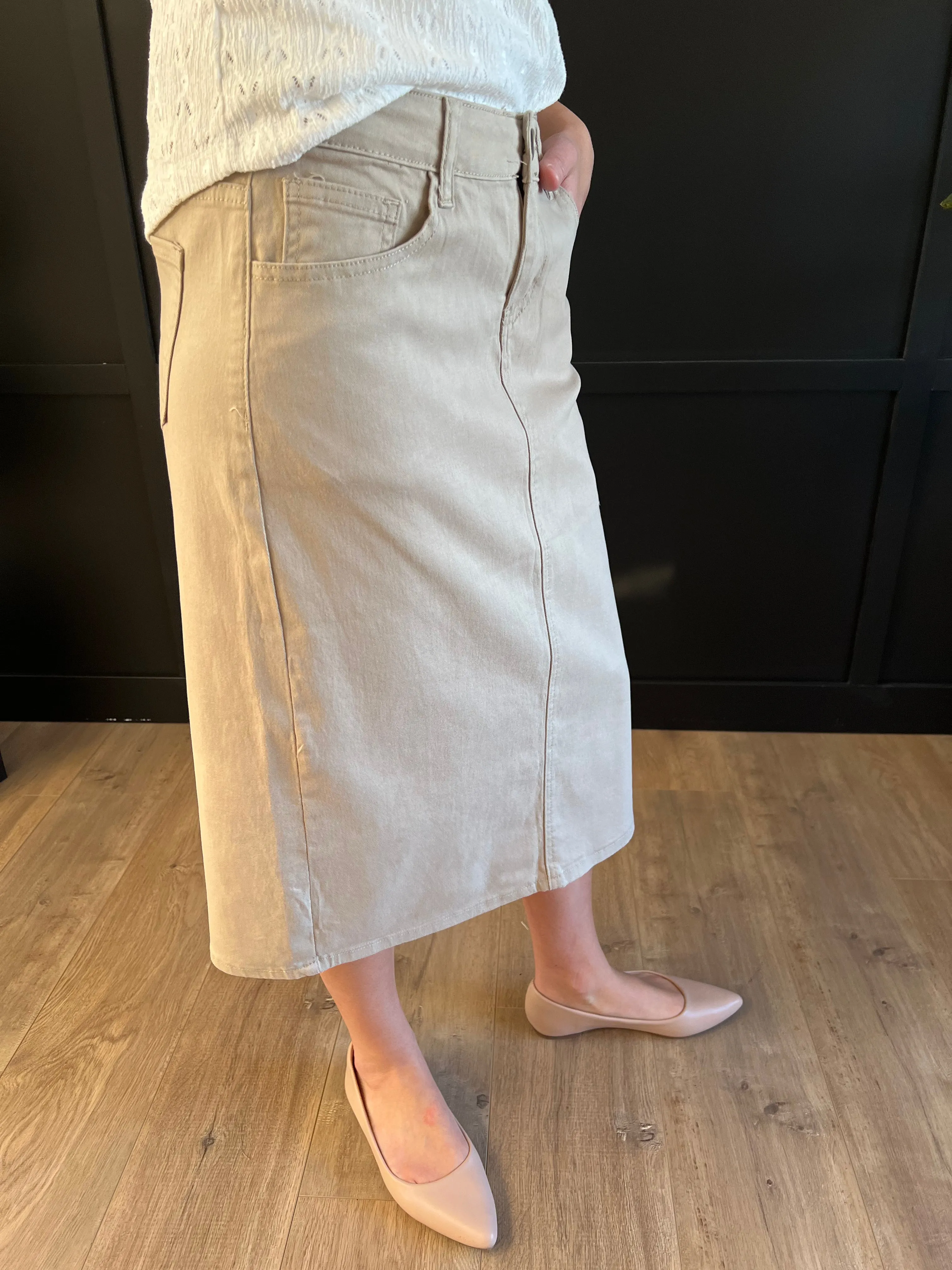 Remi Tawny Taupe Midi Skirt 29 inches long - CLEARANCE