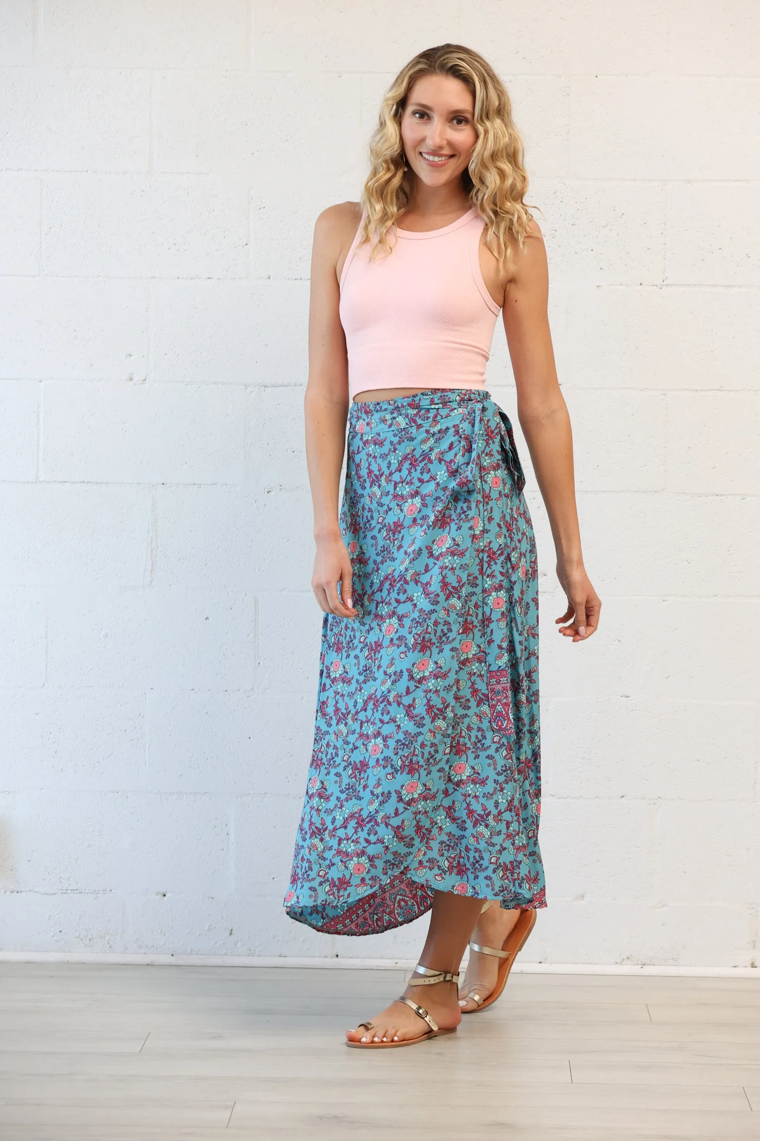 Rio Maxi Wrap Skirt in Coral Rose