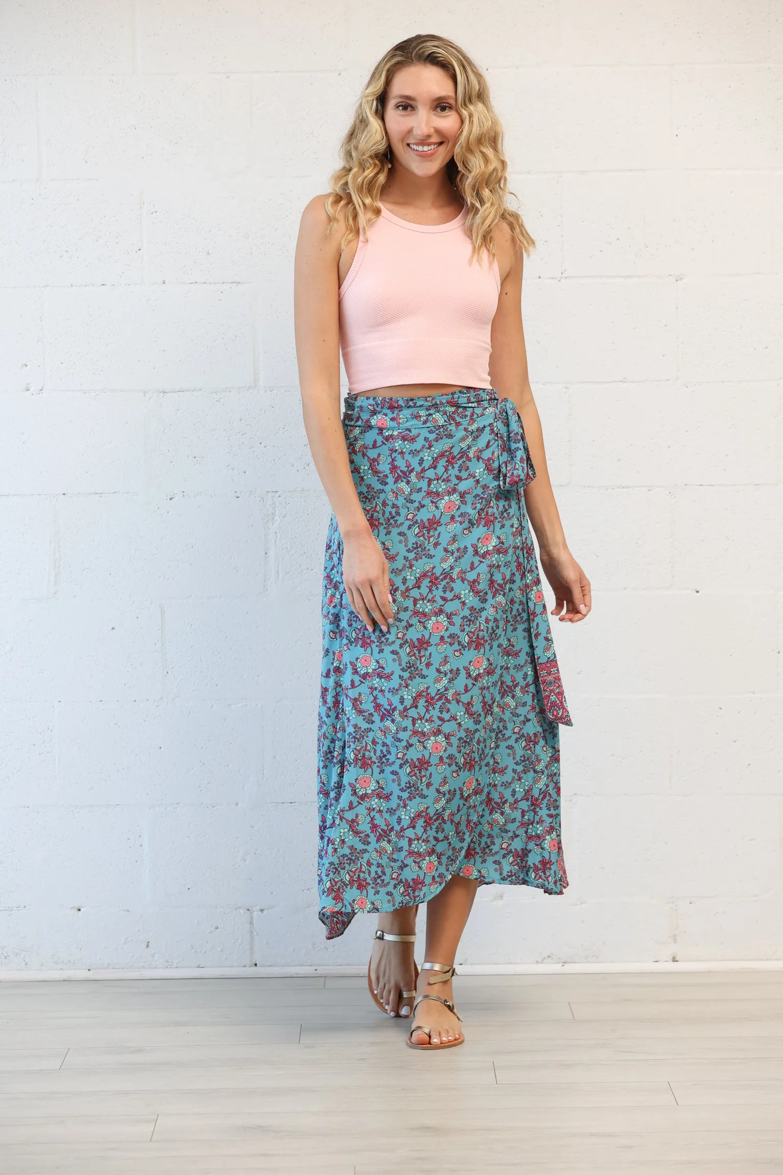 Rio Maxi Wrap Skirt in Coral Rose