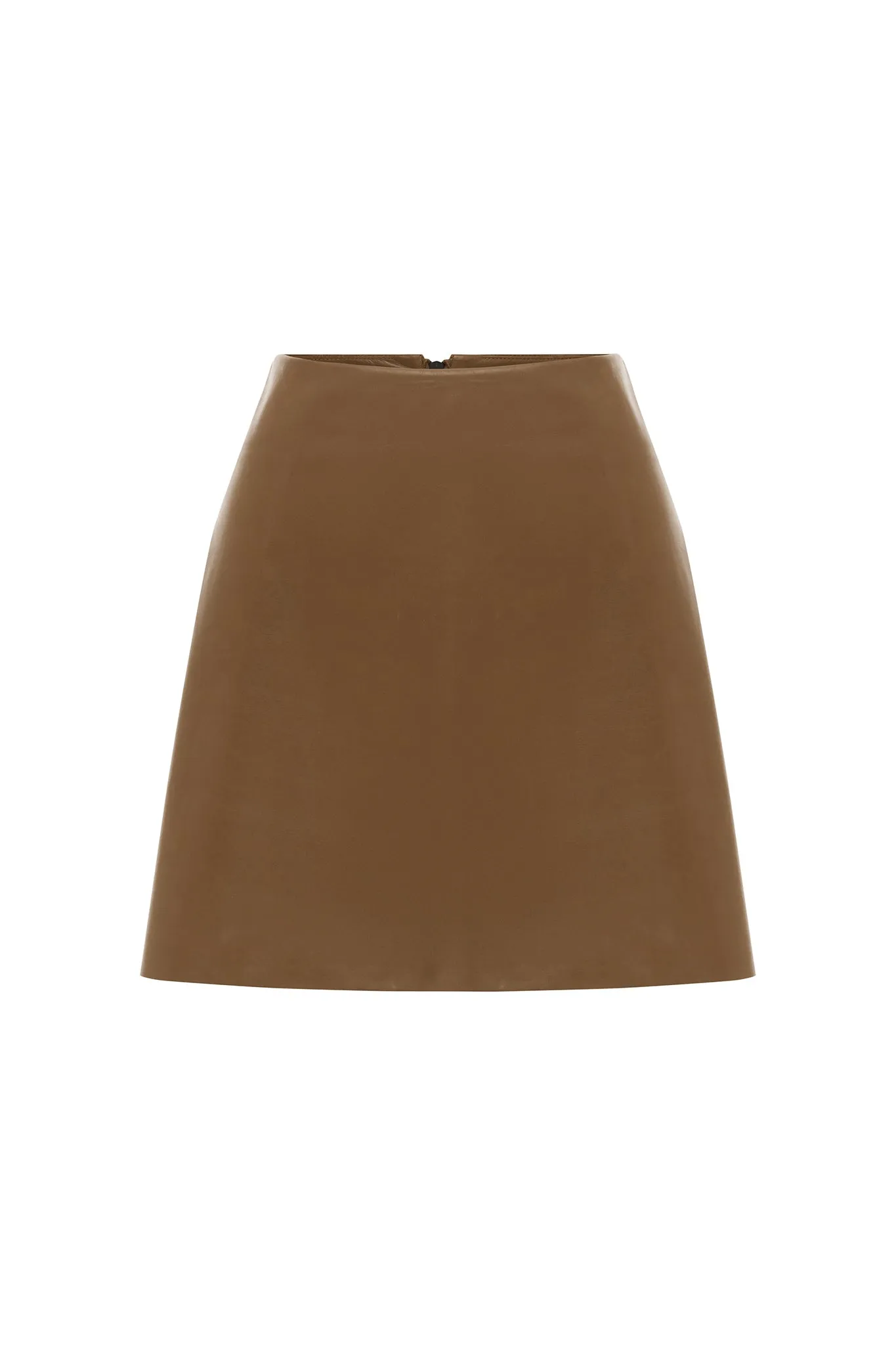 Rockefeller A-line Leather Skirt Pecan Brown Leather