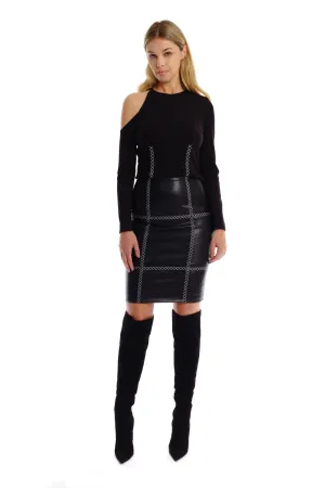 Sadie Emb. Leather Skirt