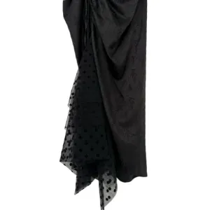 Satin and chiffon dot ruched skirt