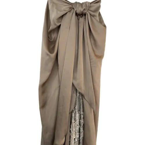 Satin draped skirt with sequin matte detailing