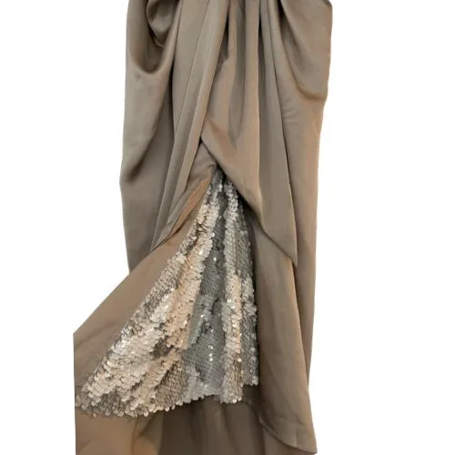 Satin draped skirt with sequin matte detailing