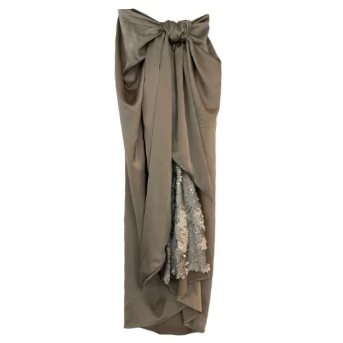 Satin draped skirt with sequin matte detailing