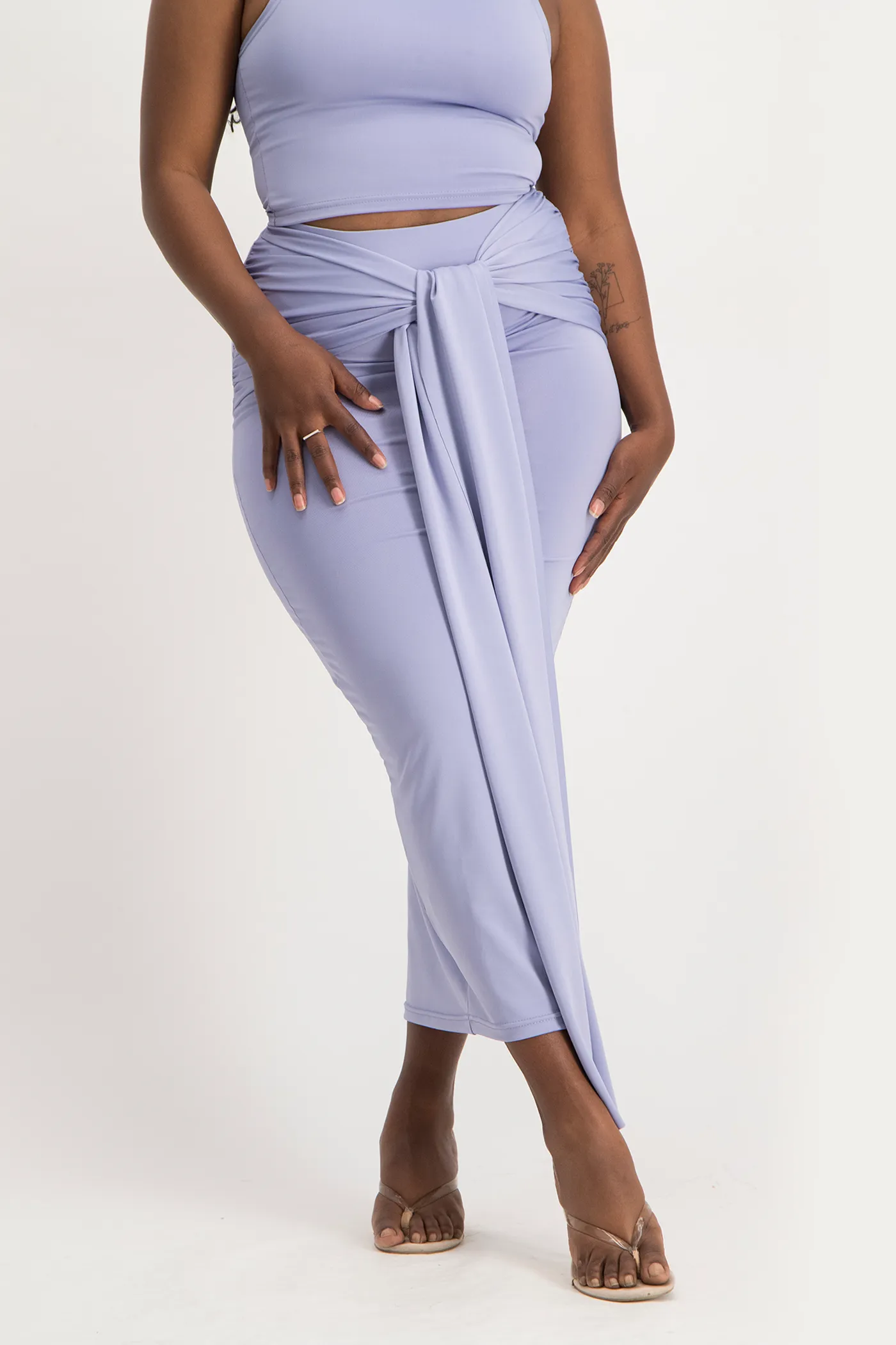 Savannah Wrap Tie Detail Skirt - Persian Violet