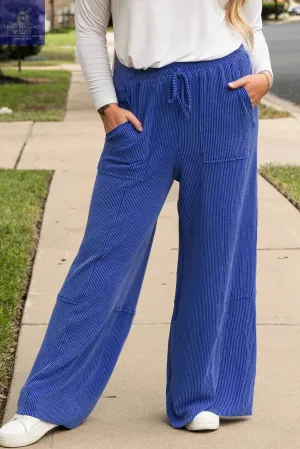 Sky Blue High Waist Wide Leg Pants