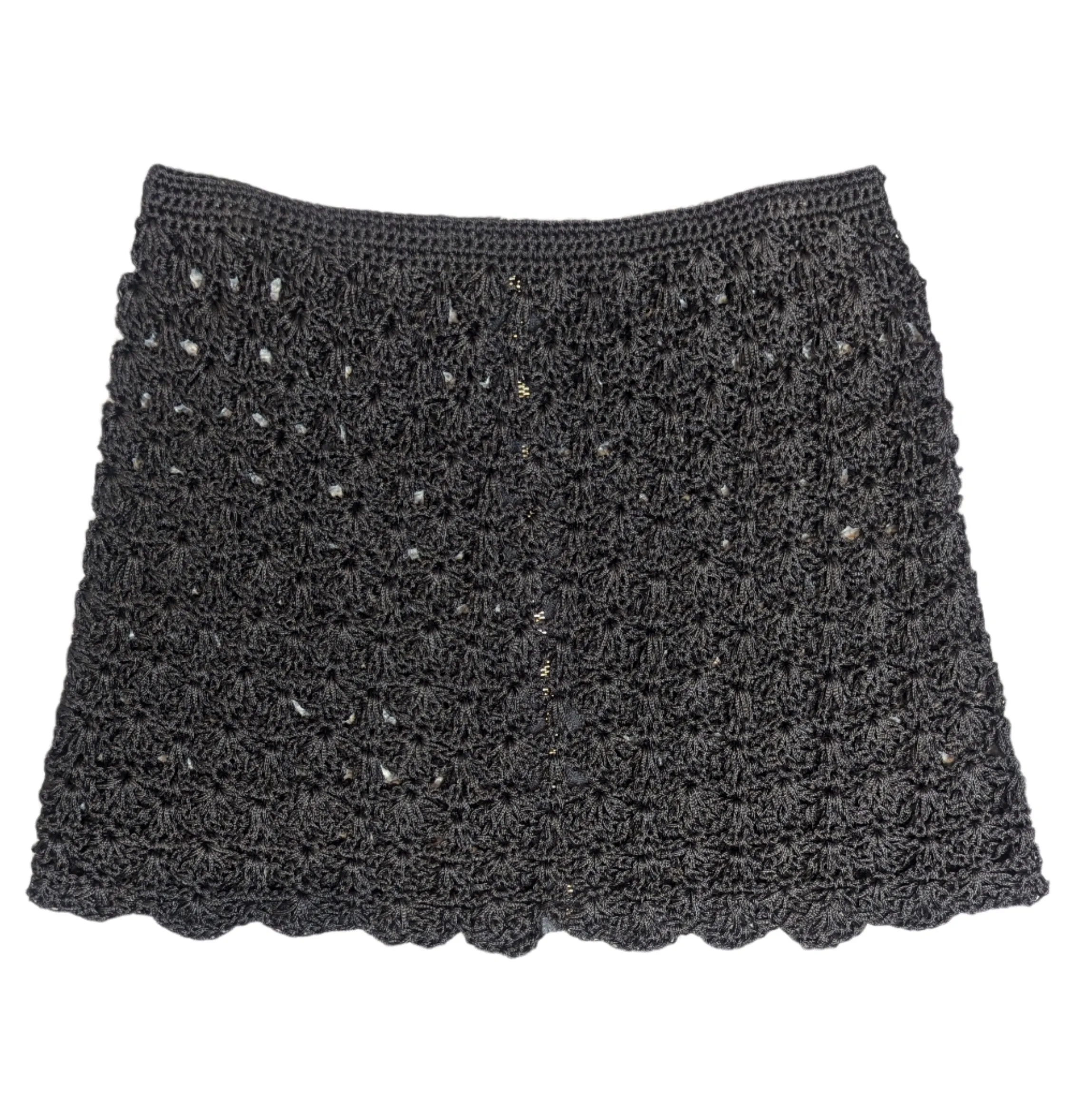 Soda Black Crochet Mini Skirt