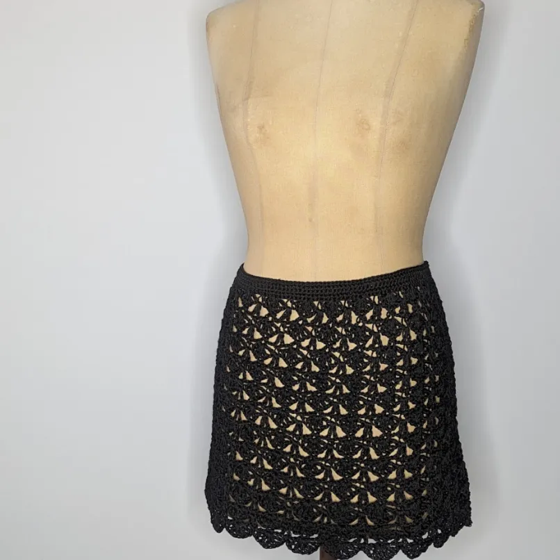 Soda Black Crochet Mini Skirt