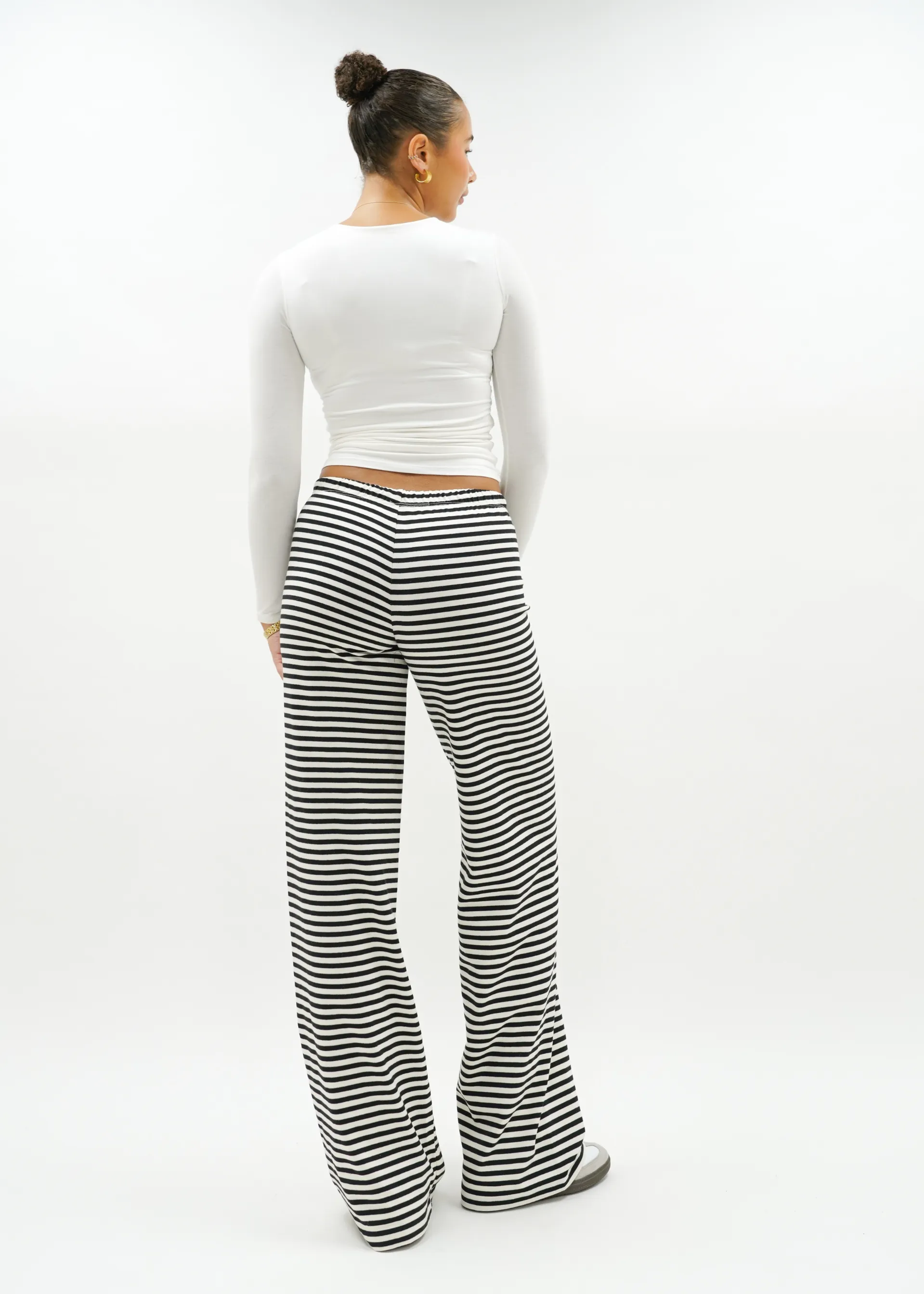 Soft striped pants crème/black (tall)