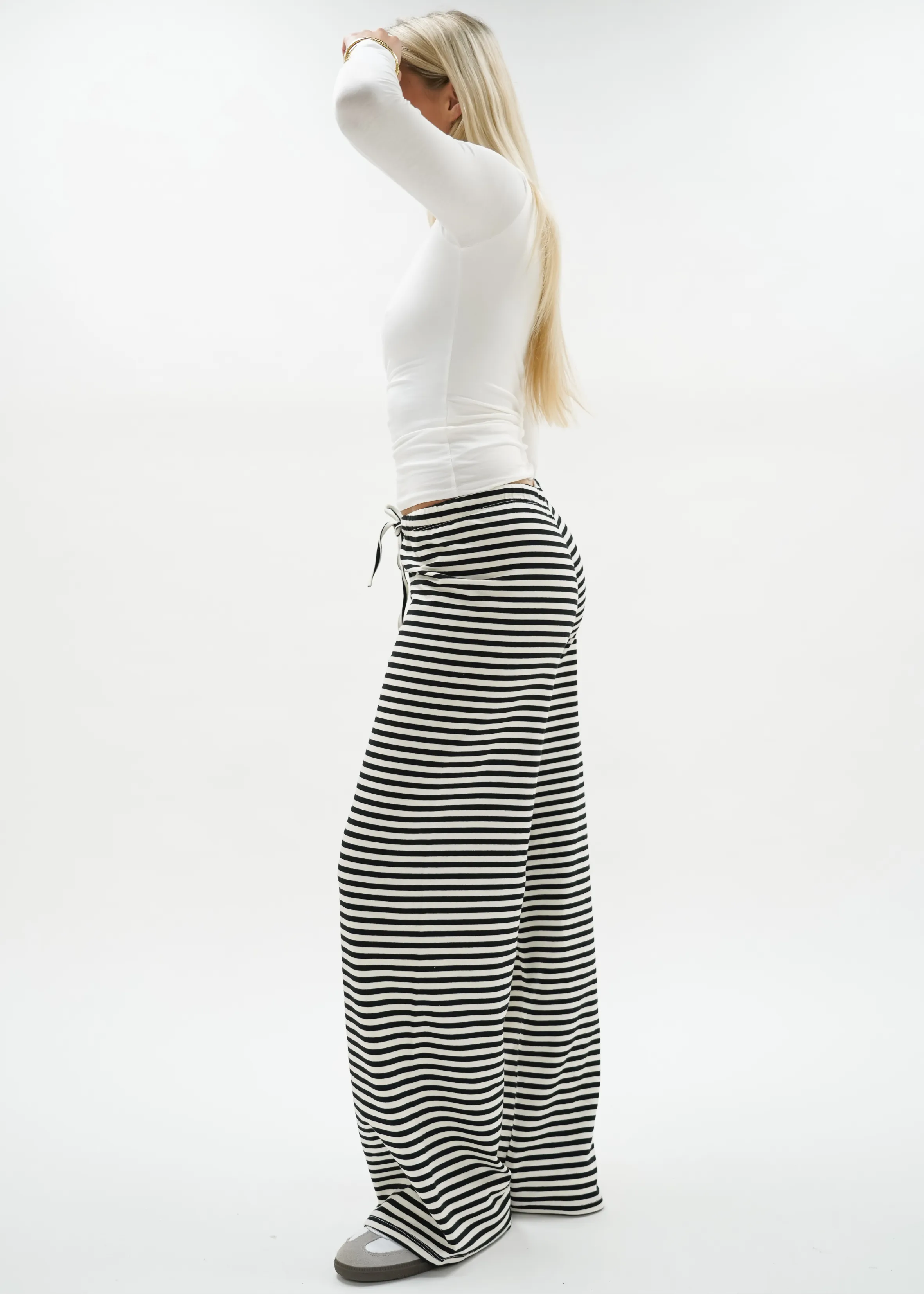 Soft striped pants crème/black (tall)