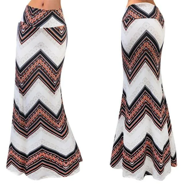 Striped Mermaid Maxi Skirt