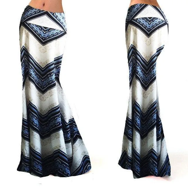 Striped Mermaid Maxi Skirt