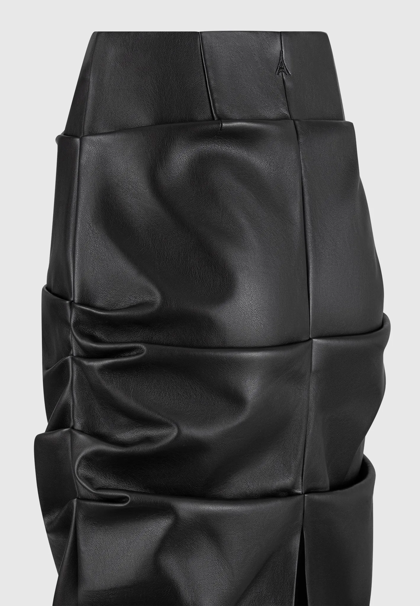 Tacked Leather Midaxi Skirt - Black