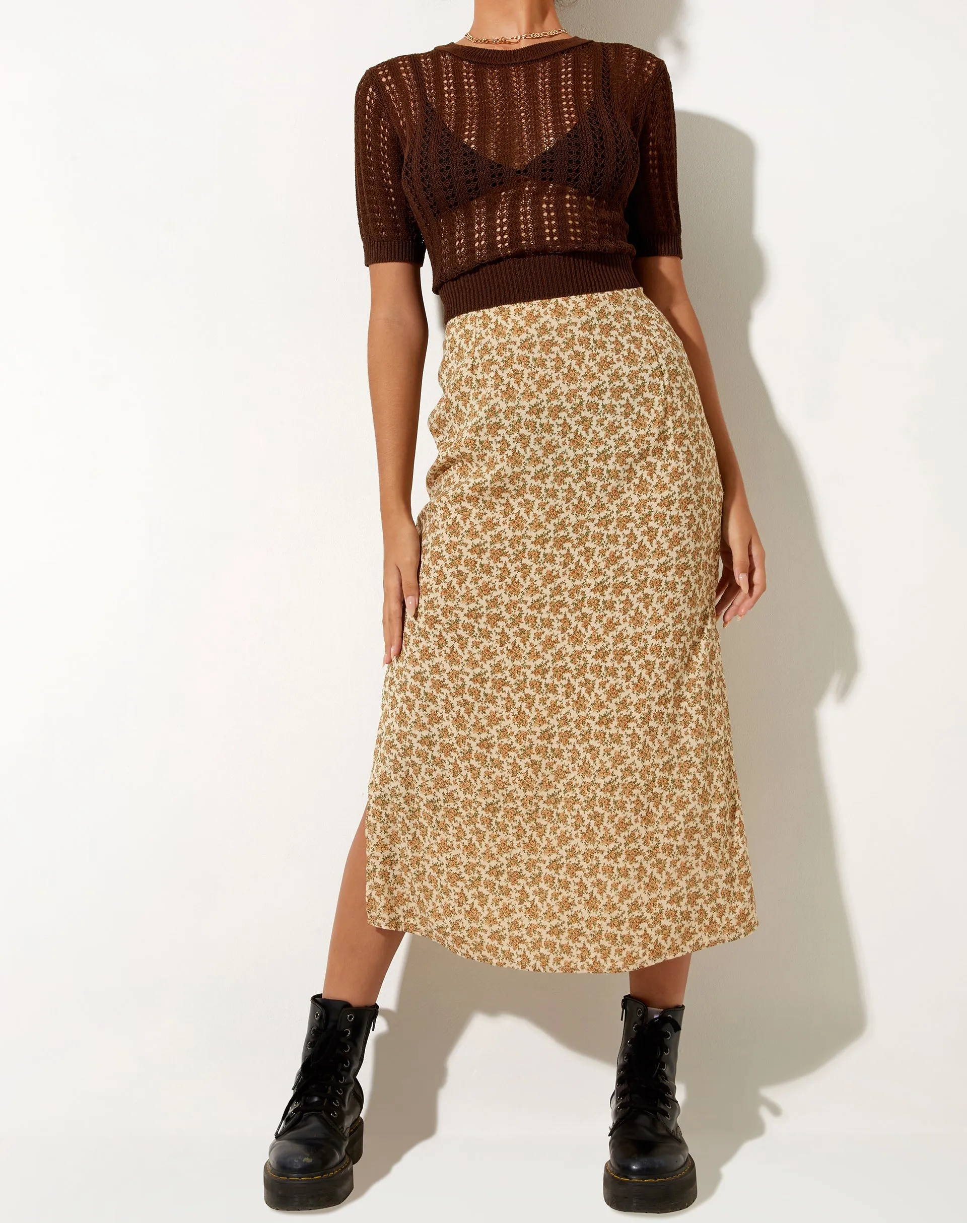 Tindra Midi Skirt in Washed Ditsy