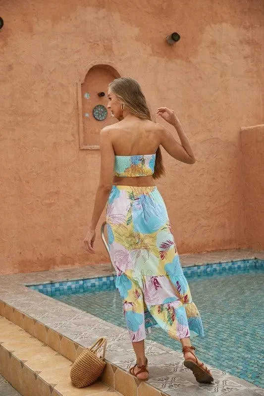 Tropical Two Piece Long Skirt Set