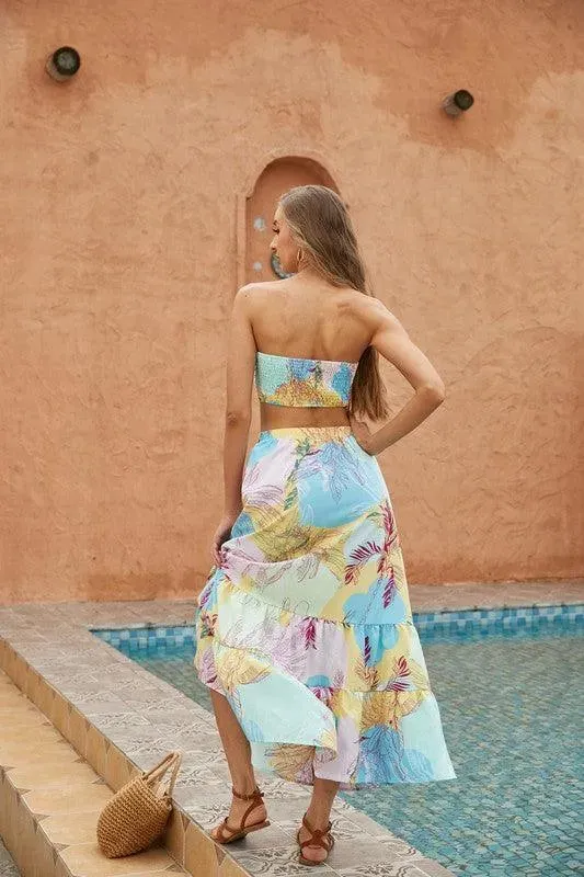 Tropical Two Piece Long Skirt Set