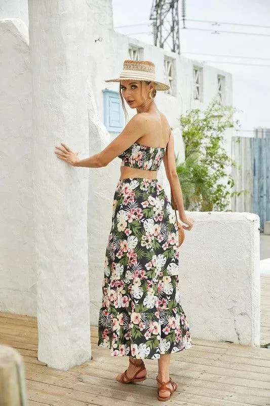 Two Piece Floral Long Skirt Set