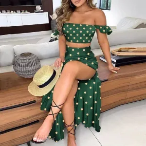 Two Piece High Spit Summer Skirt Set