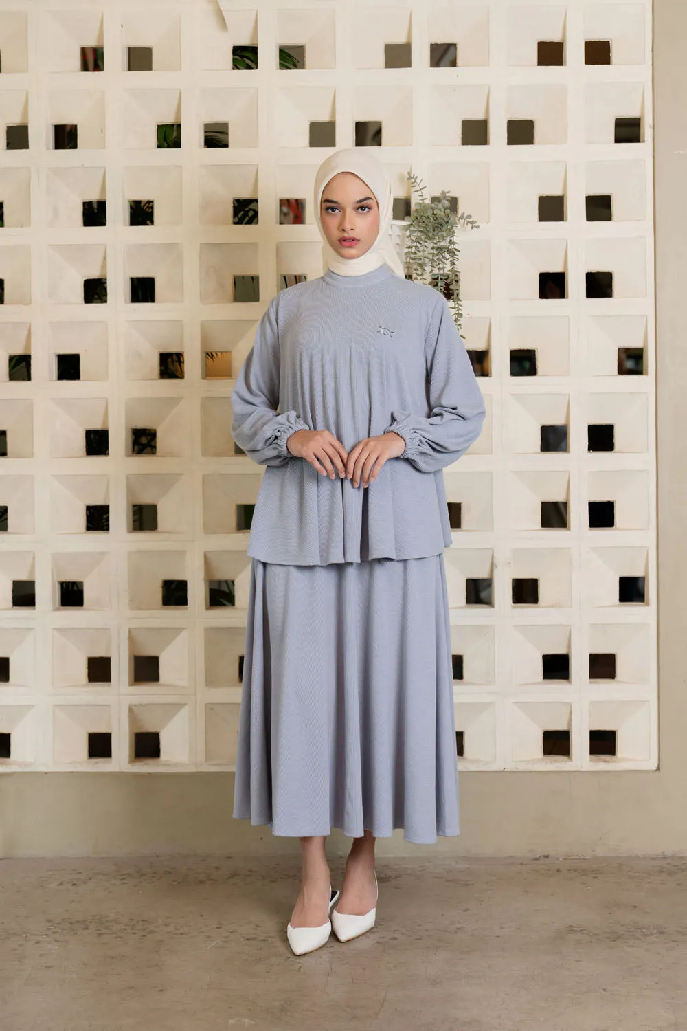 Tyra Blouse & Skirt Set Ocean Blue