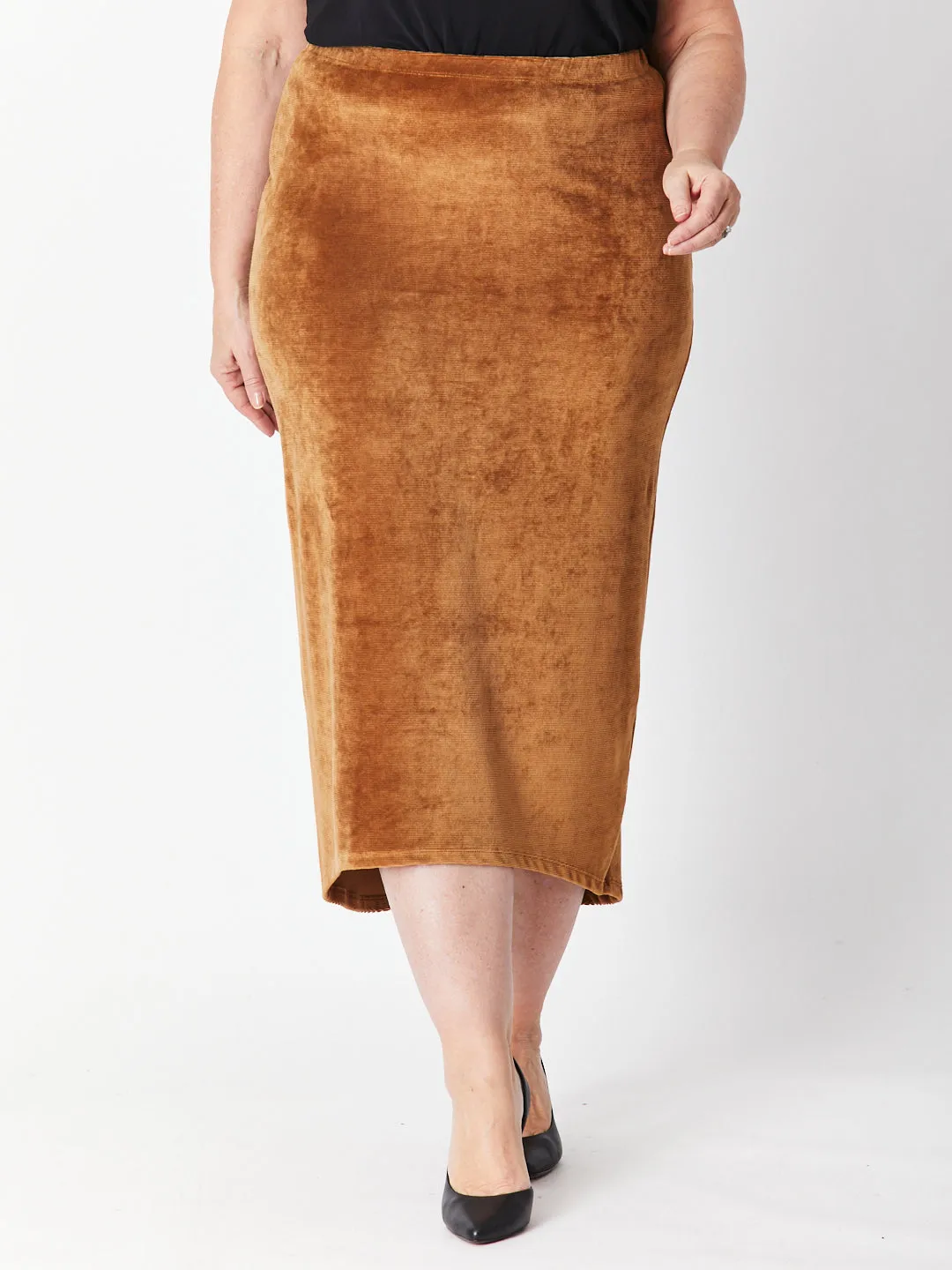 VELOUR HILO SKIRT - CAMEL 29720 -SW