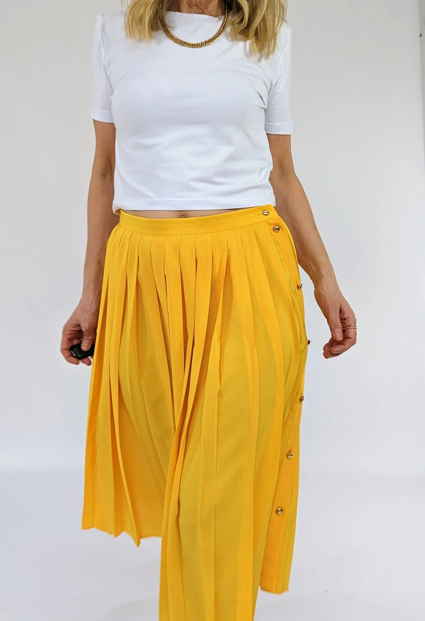 Vintage St Michael Pleated Yellow Summer Skirt