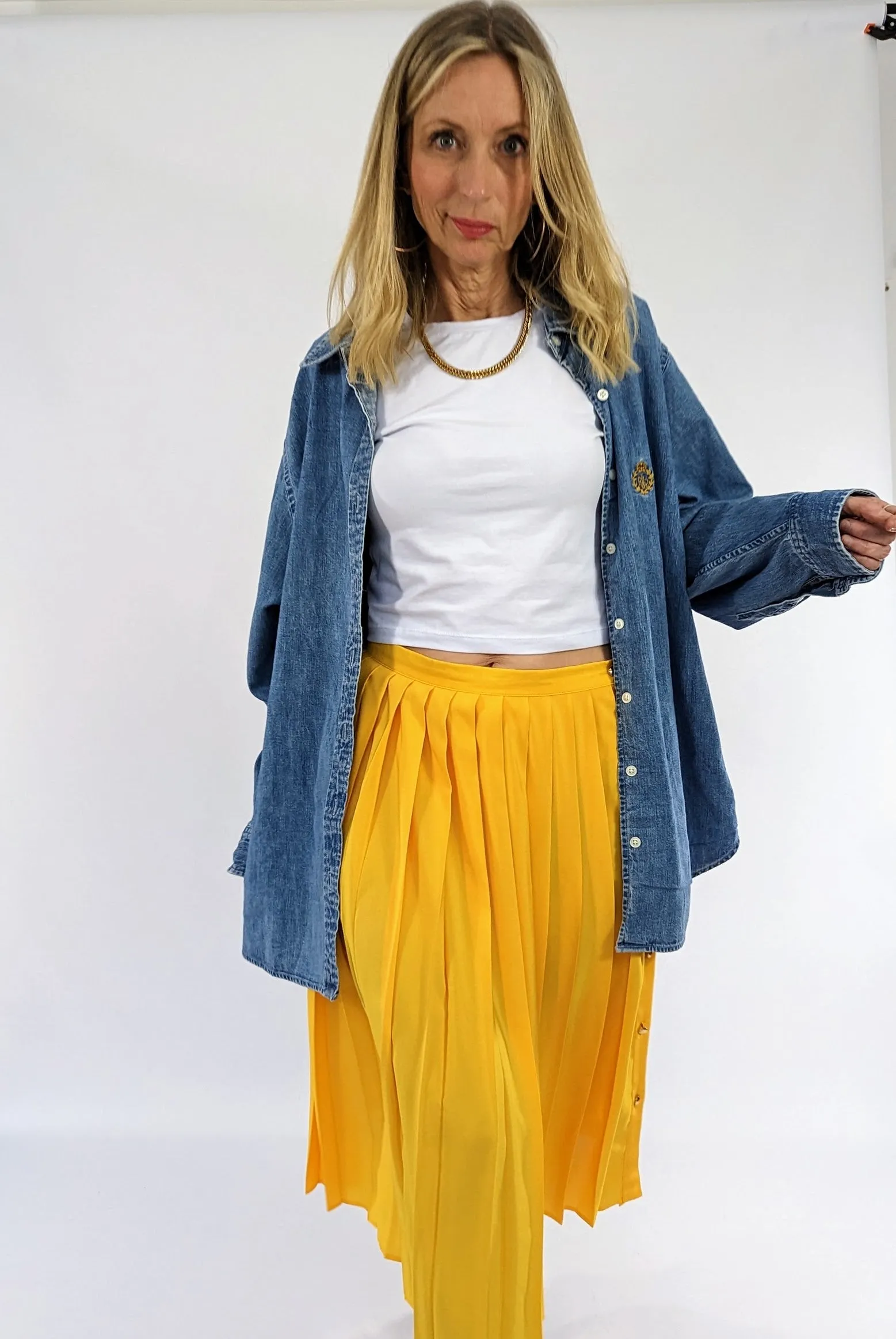 Vintage St Michael Pleated Yellow Summer Skirt