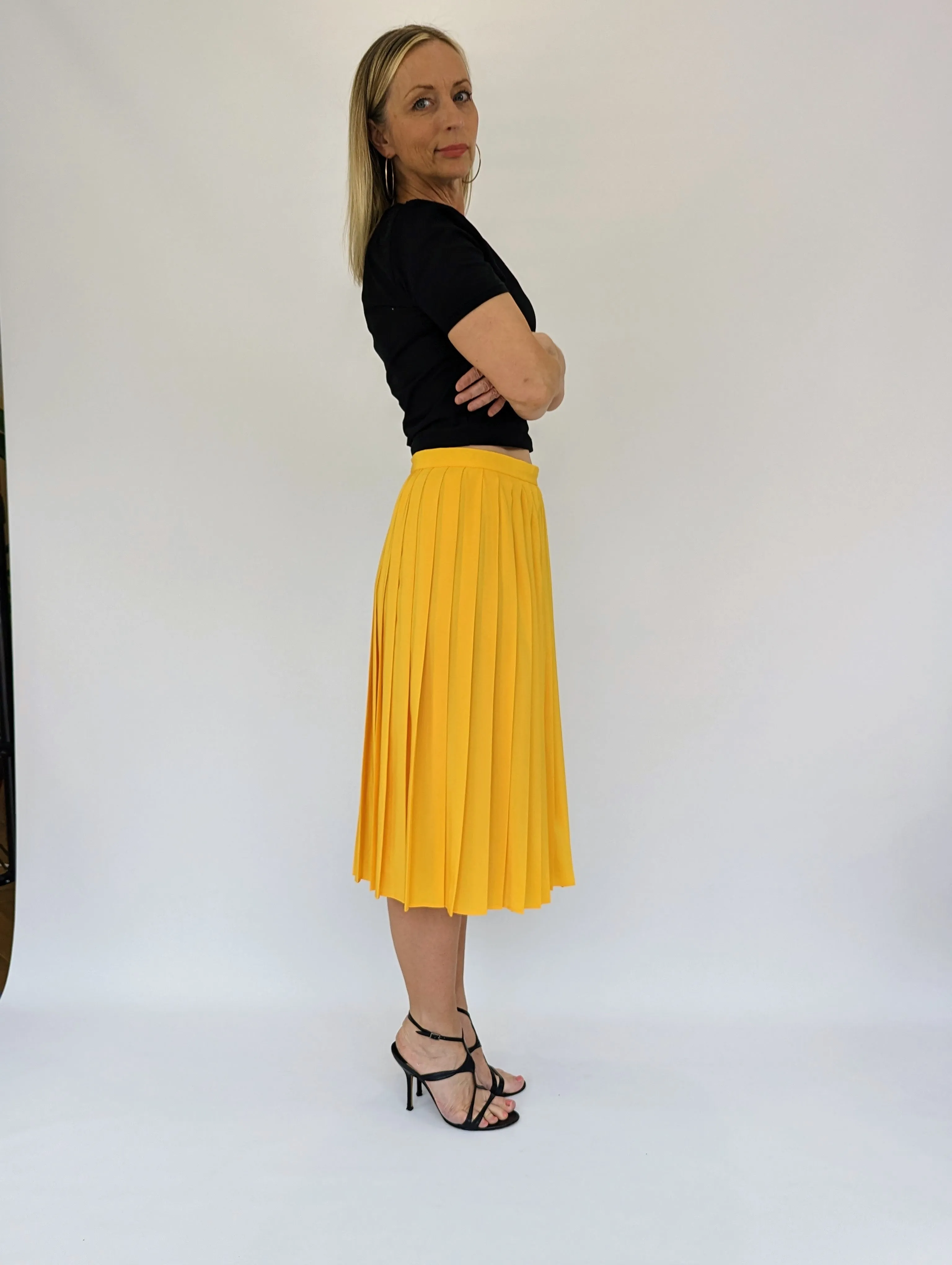 Vintage St Michael Pleated Yellow Summer Skirt