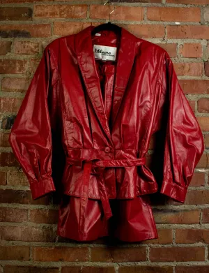 Vintage Wilsons Red Leather Two Piece 1980s Small