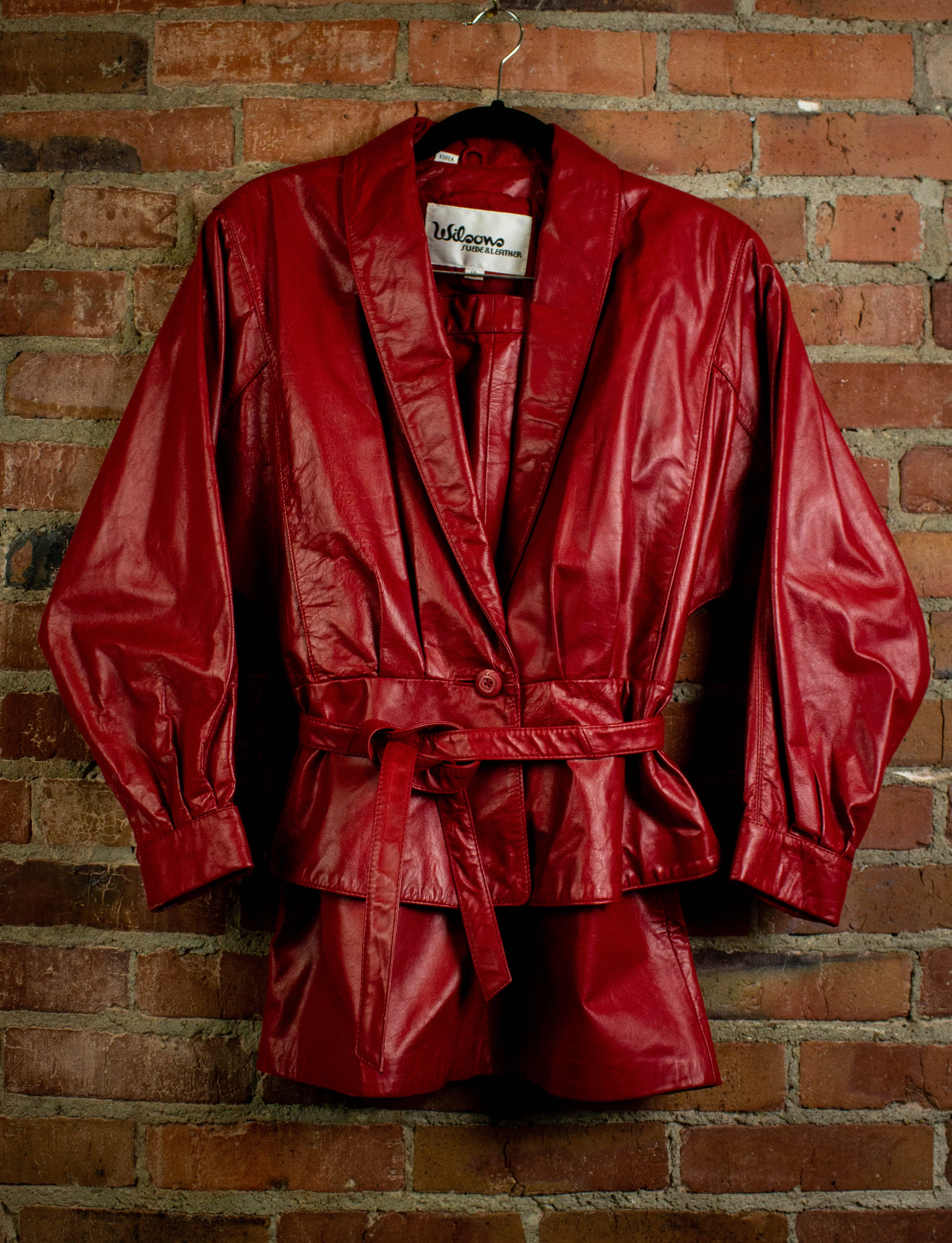 Vintage Wilsons Red Leather Two Piece 1980s Small