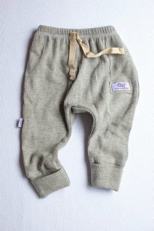 Waffle Cotton Track Pants - Grey Marl