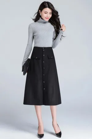 Winter wool mid calf length skirt S012