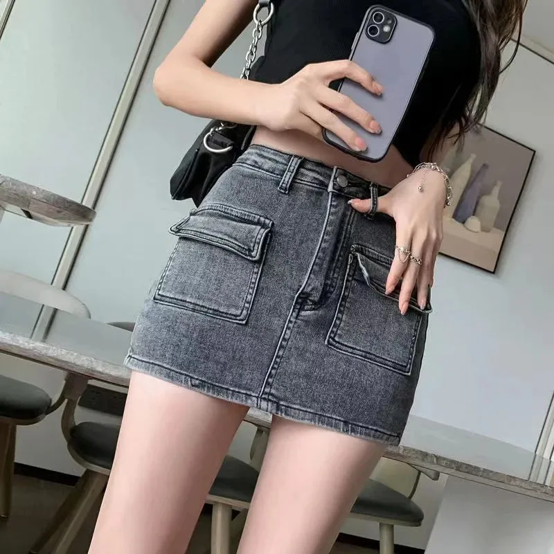 Women's Fashion Designer High Waist Denim Mini Skirts (Short)