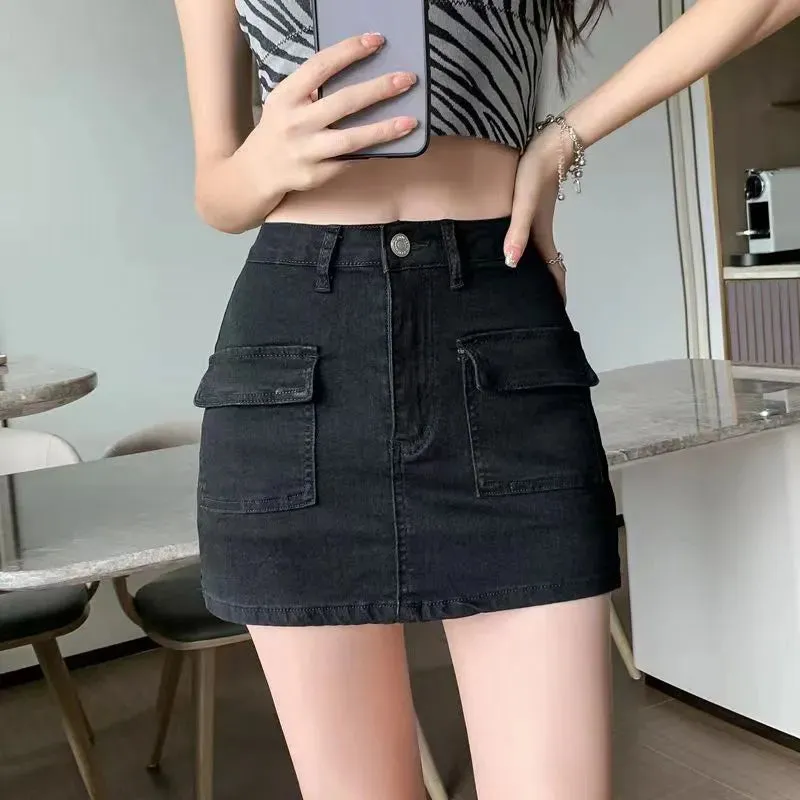 Women's Fashion Designer High Waist Denim Mini Skirts (Short)