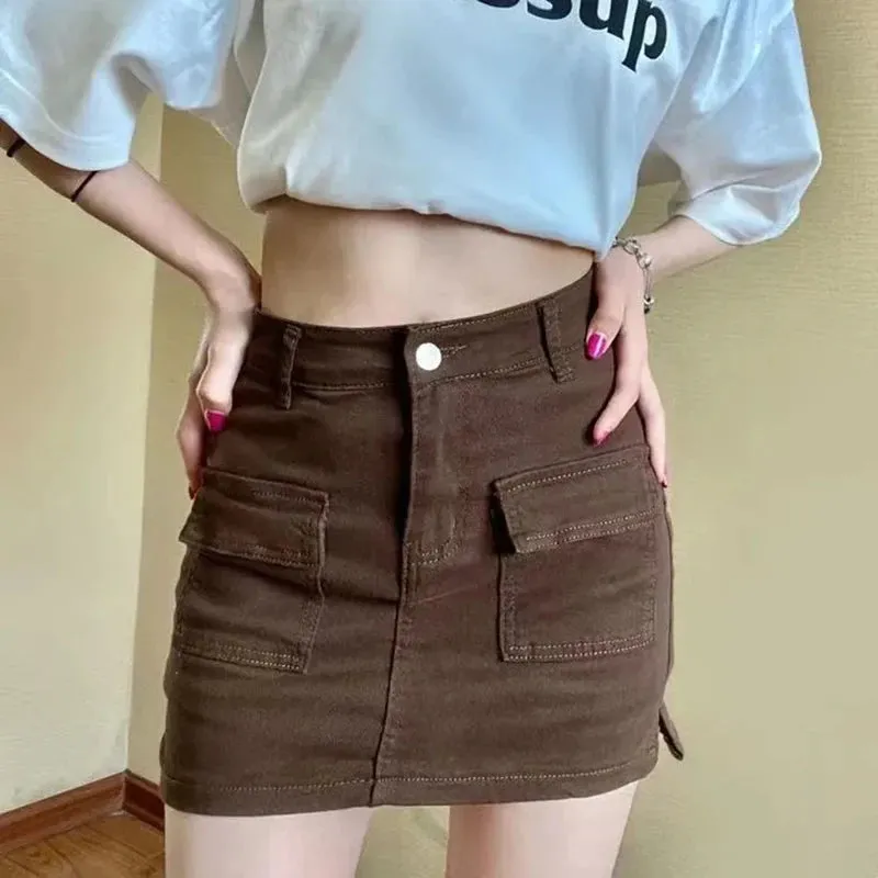 Women's Fashion Designer High Waist Denim Mini Skirts (Short)