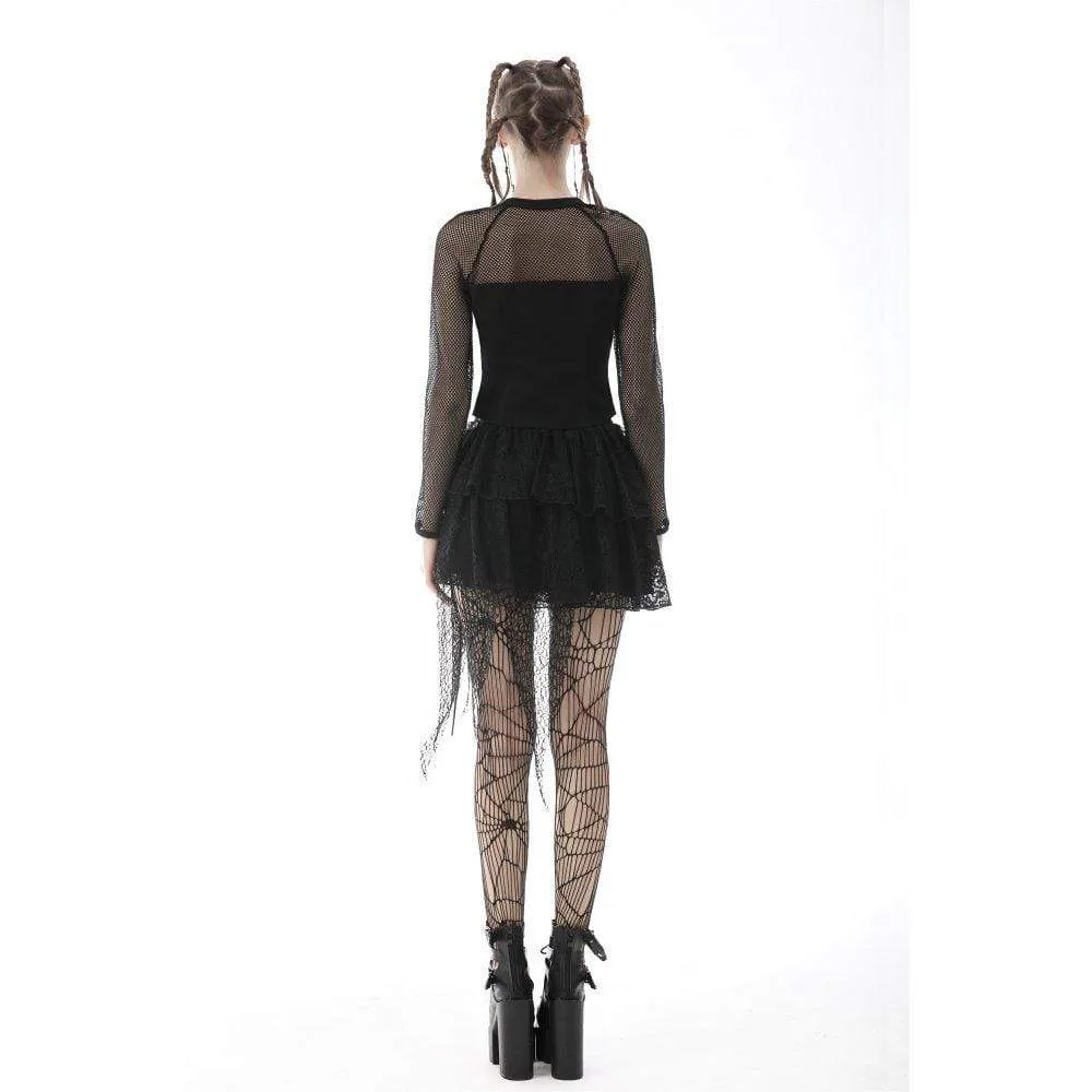 Women's Punk Strappy Cross Layered Lace Skirt