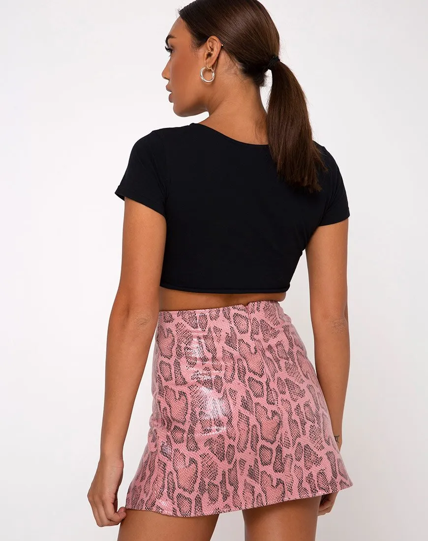 Wren Mini Skirt in PU Snake Pink