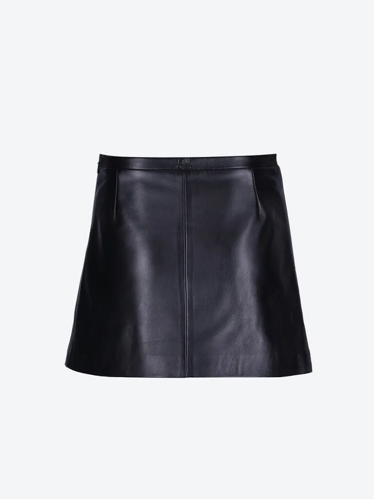 Zipped vintage leather mini skirt