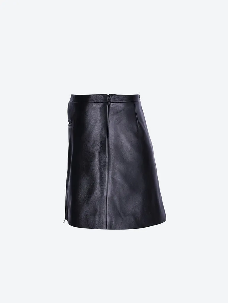 Zipped vintage leather mini skirt